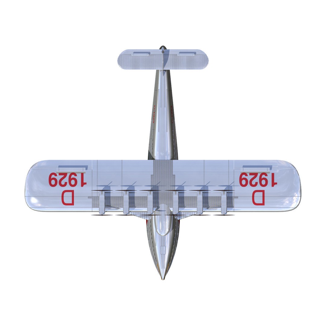Dornier Dox 3D Model – Historic Passenger Flying Boat, High Poly - View 10