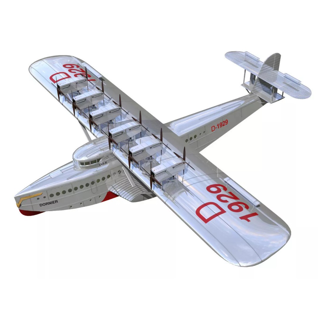 Dornier Dox 3D Model – Historic Passenger Flying Boat, High Poly - View 2