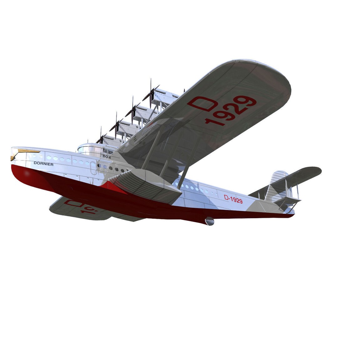 Dornier Dox 3D Model – Historic Passenger Flying Boat, High Poly - View 5