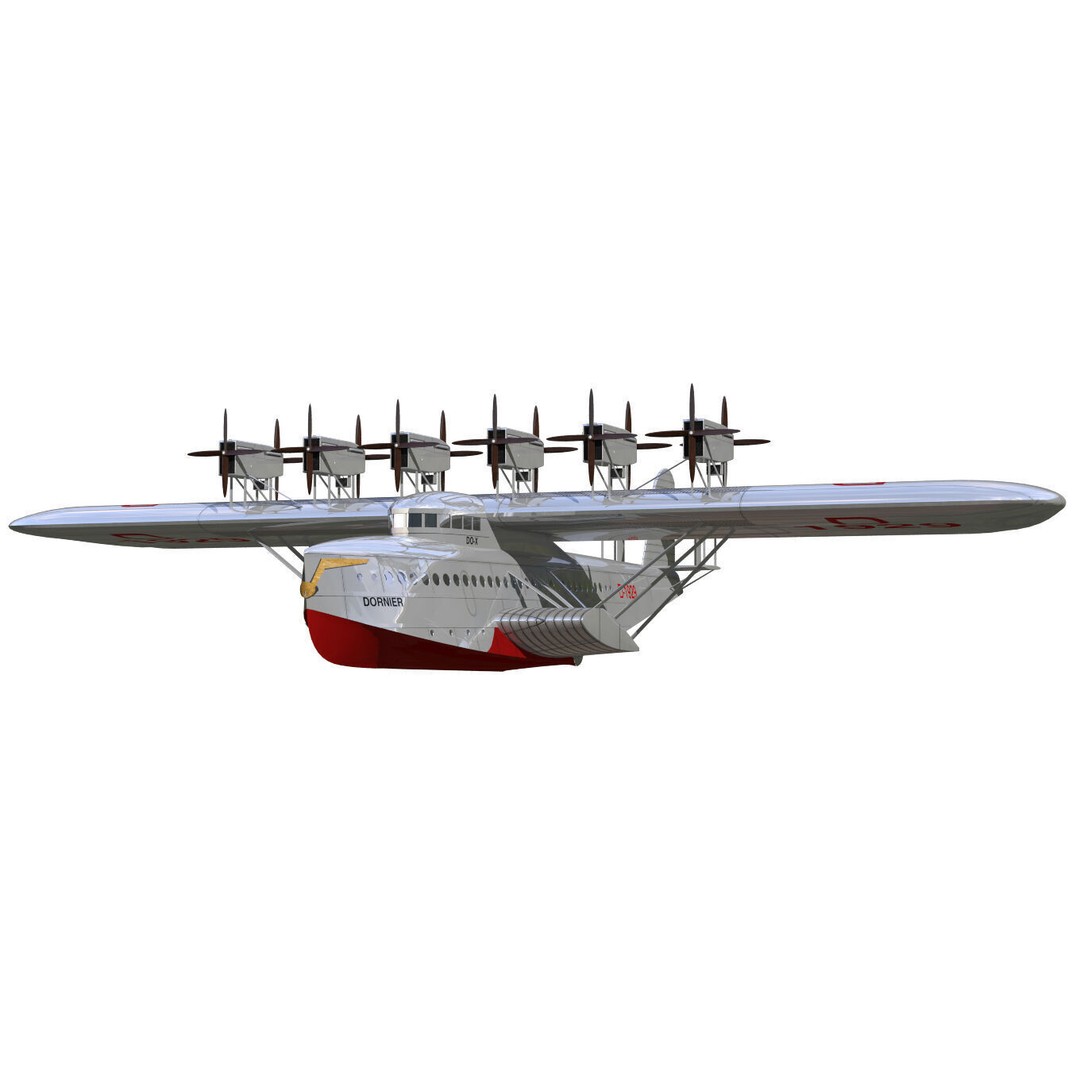 Dornier Dox 3D Model – Historic Passenger Flying Boat, High Poly - View 6