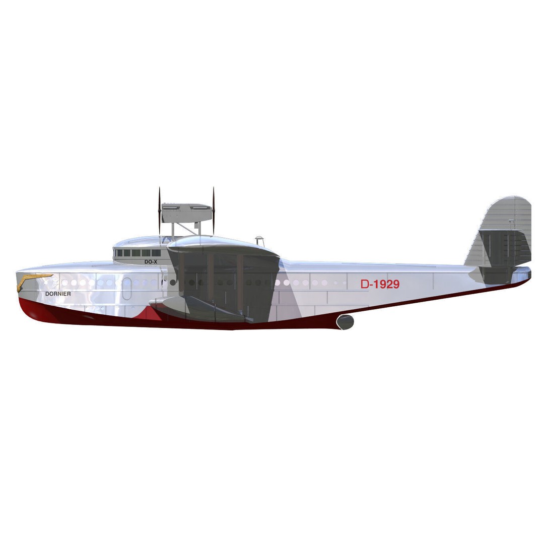 Dornier Dox 3D Model – Historic Passenger Flying Boat, High Poly - View 8