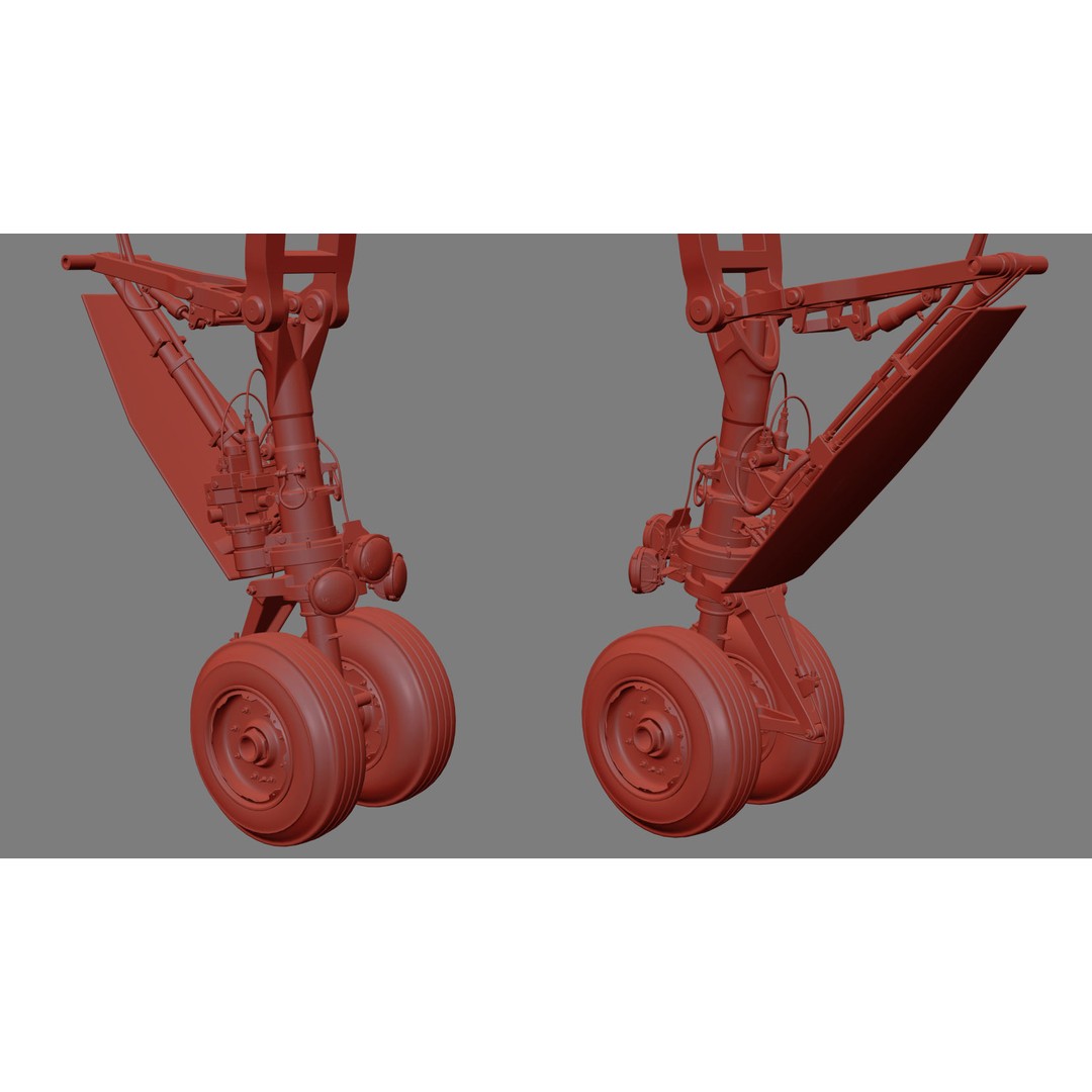 Landing Gear Front 3D Model – High Poly Aircraft Part, FBX, OBJ, Max - View 10