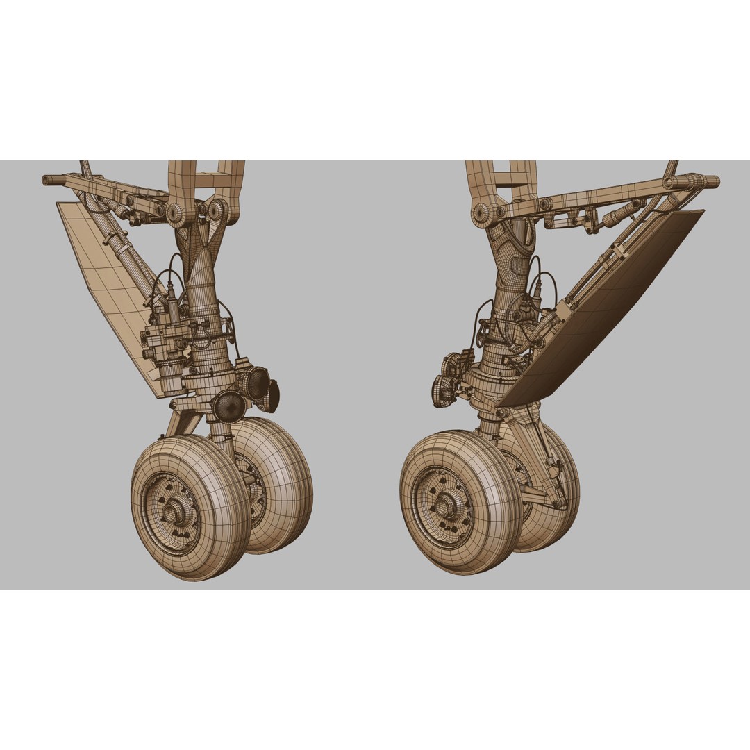 Landing Gear Front 3D Model – High Poly Aircraft Part, FBX, OBJ, Max - View 11
