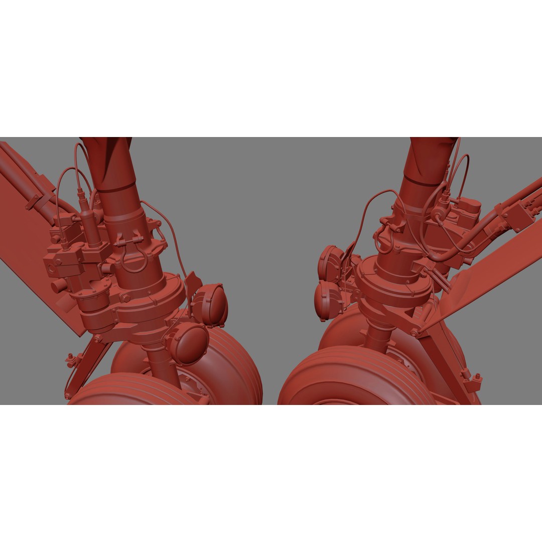 Landing Gear Front 3D Model – High Poly Aircraft Part, FBX, OBJ, Max - View 12