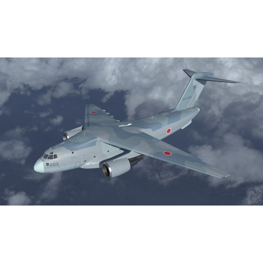 Kawasaki C-2 3D Model – Military Transport Aircraft, PBR, FBX - View 3