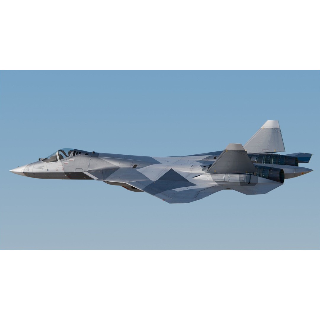 Sukhoi Su-57 3D Model – High Poly Aircraft Rigged for Games, FBX, Blender