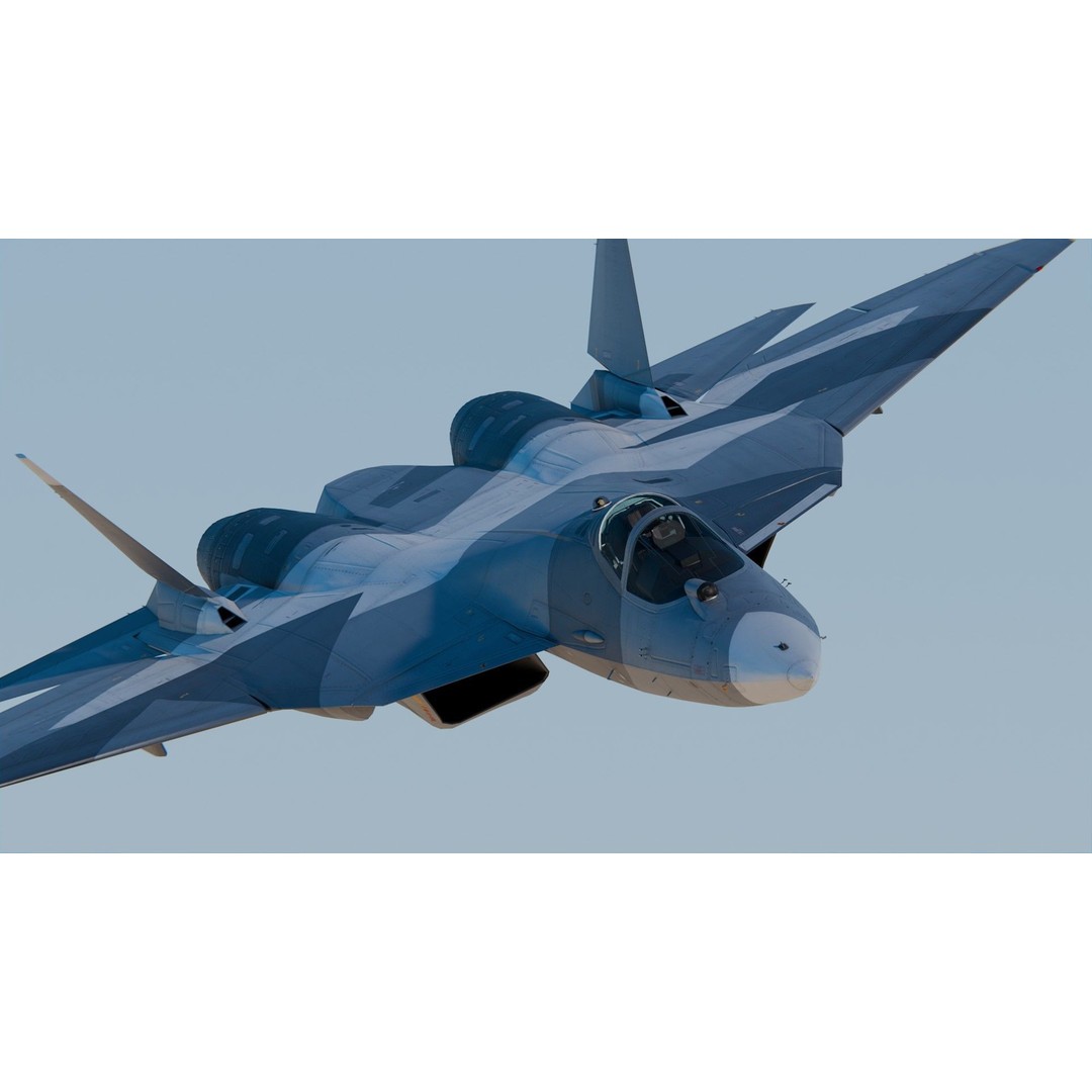 Sukhoi Su-57 3D Model – High Poly Aircraft Rigged for Games, FBX, Blender - View 4