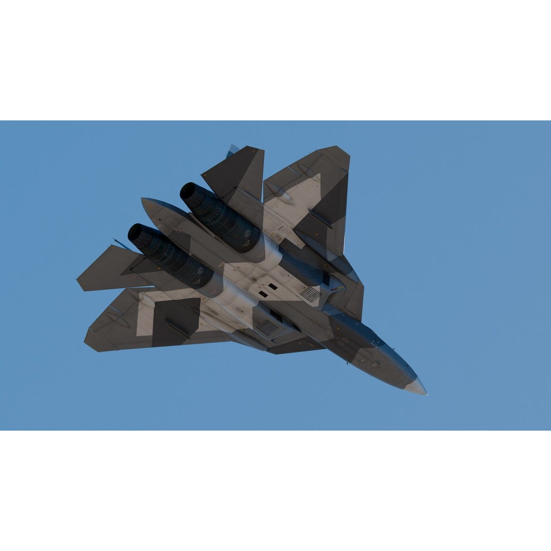 Sukhoi Su-57 3D Model – High Poly Aircraft Rigged for Games, FBX, Blender - View 5