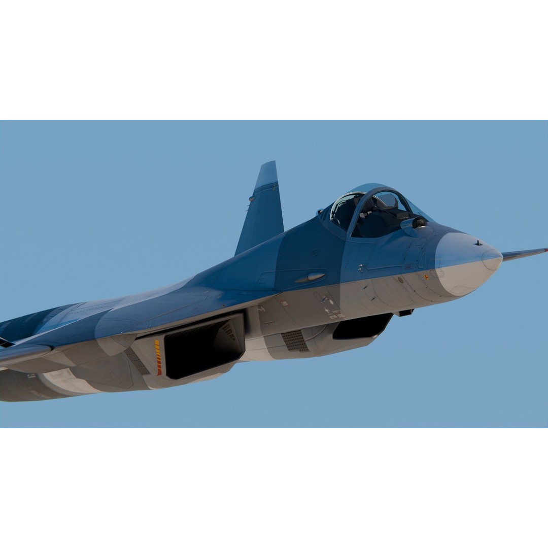 Sukhoi Su-57 3D Model – High Poly Aircraft Rigged for Games, FBX, Blender - View 7