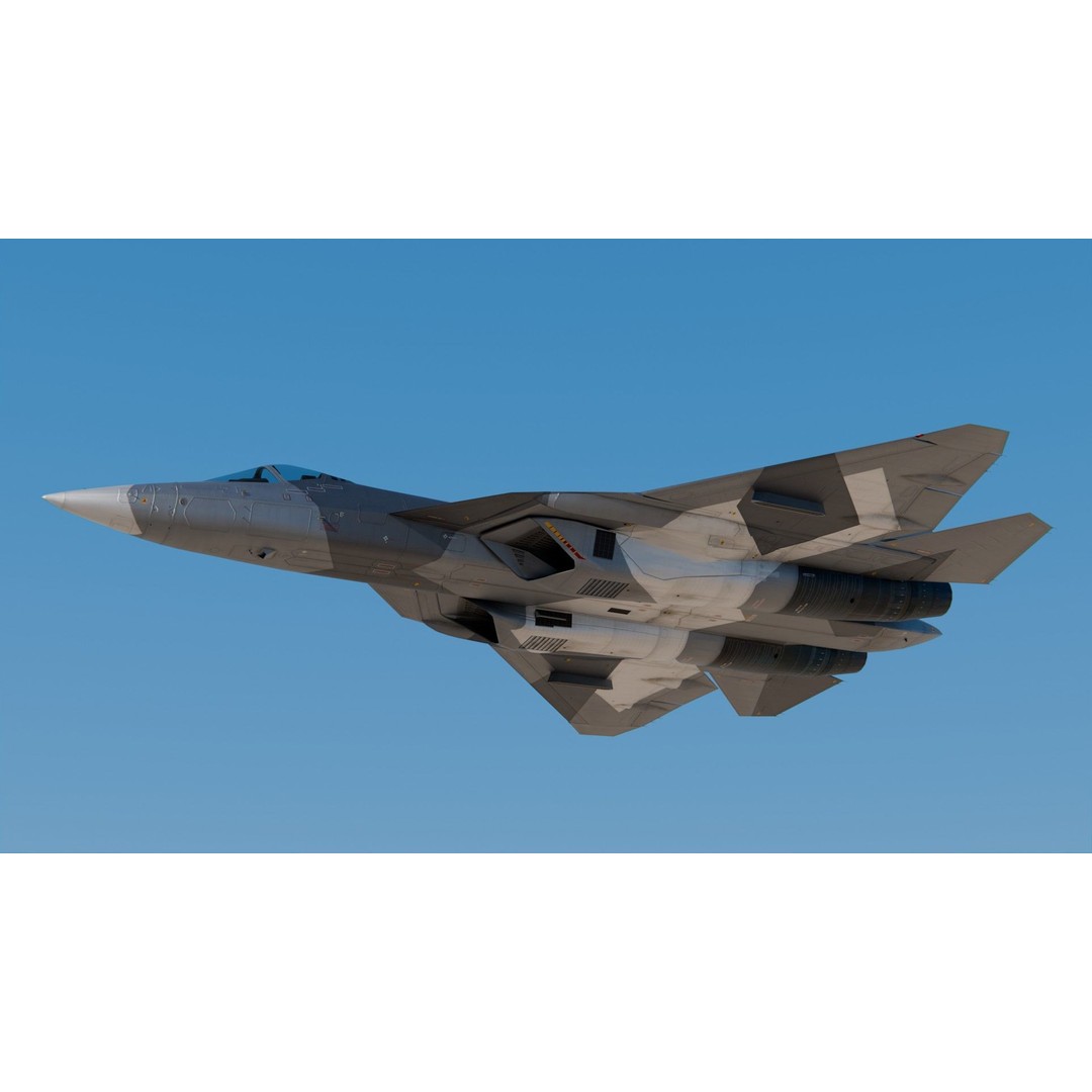 Sukhoi Su-57 3D Model – High Poly Aircraft Rigged for Games, FBX, Blender - View 9