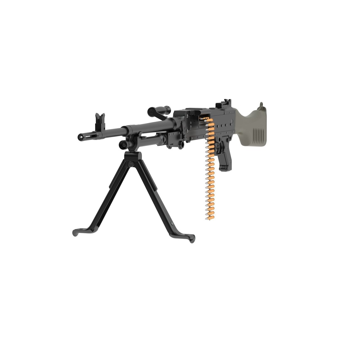 FN MAG Machine Gun 3D Model – High Poly Game Asset, FBX, OBJ, Blender - View 3