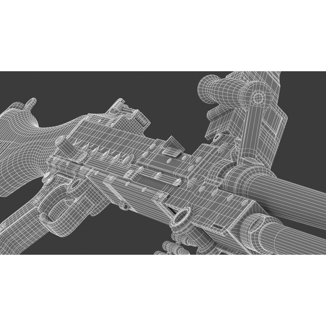 FN MAG Machine Gun 3D Model – High Poly Game Asset, FBX, OBJ, Blender - View 30