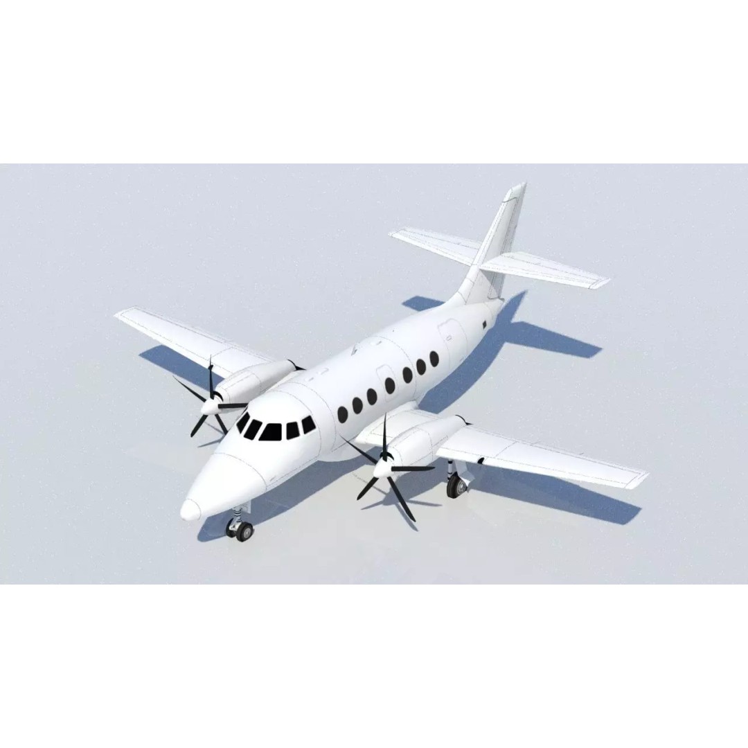 Jetstream 31 3D Model – Low Poly Aircraft for Game Assets, FBX - View 2