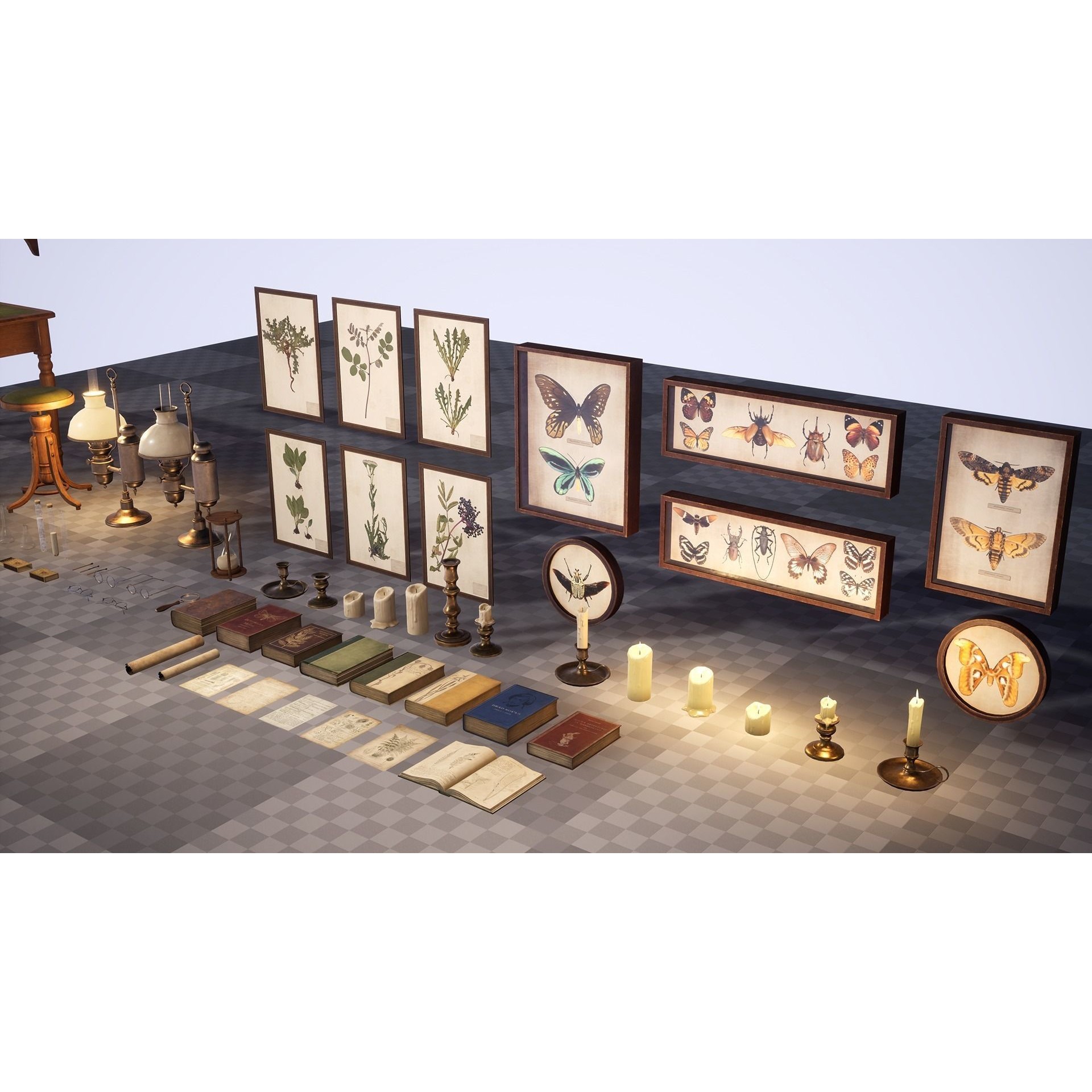 Victorian Laboratory Props Pack - Low-Poly Game-Ready 3D Model