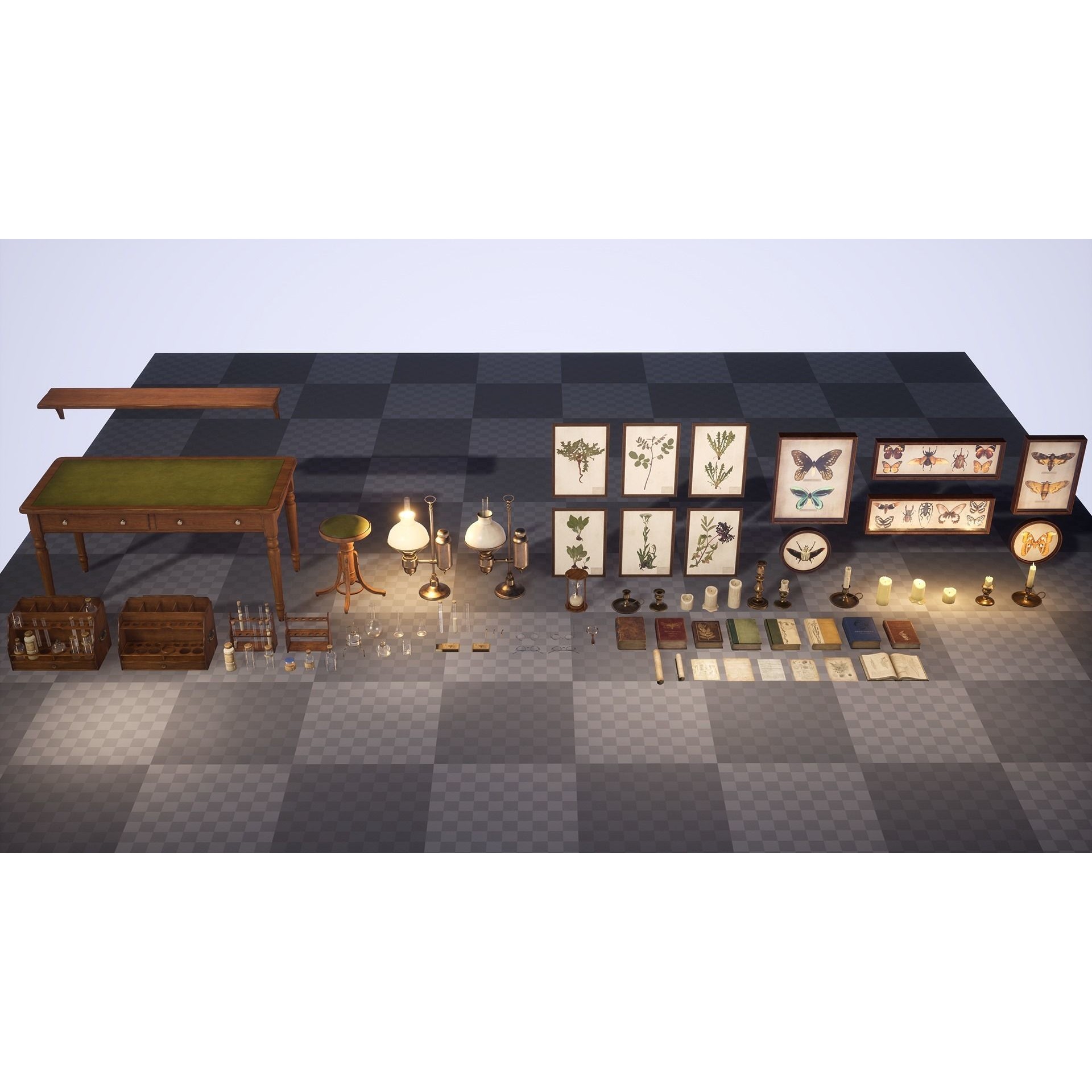 Victorian Laboratory Props Pack - Low-Poly Game-Ready 3D Model - View 15