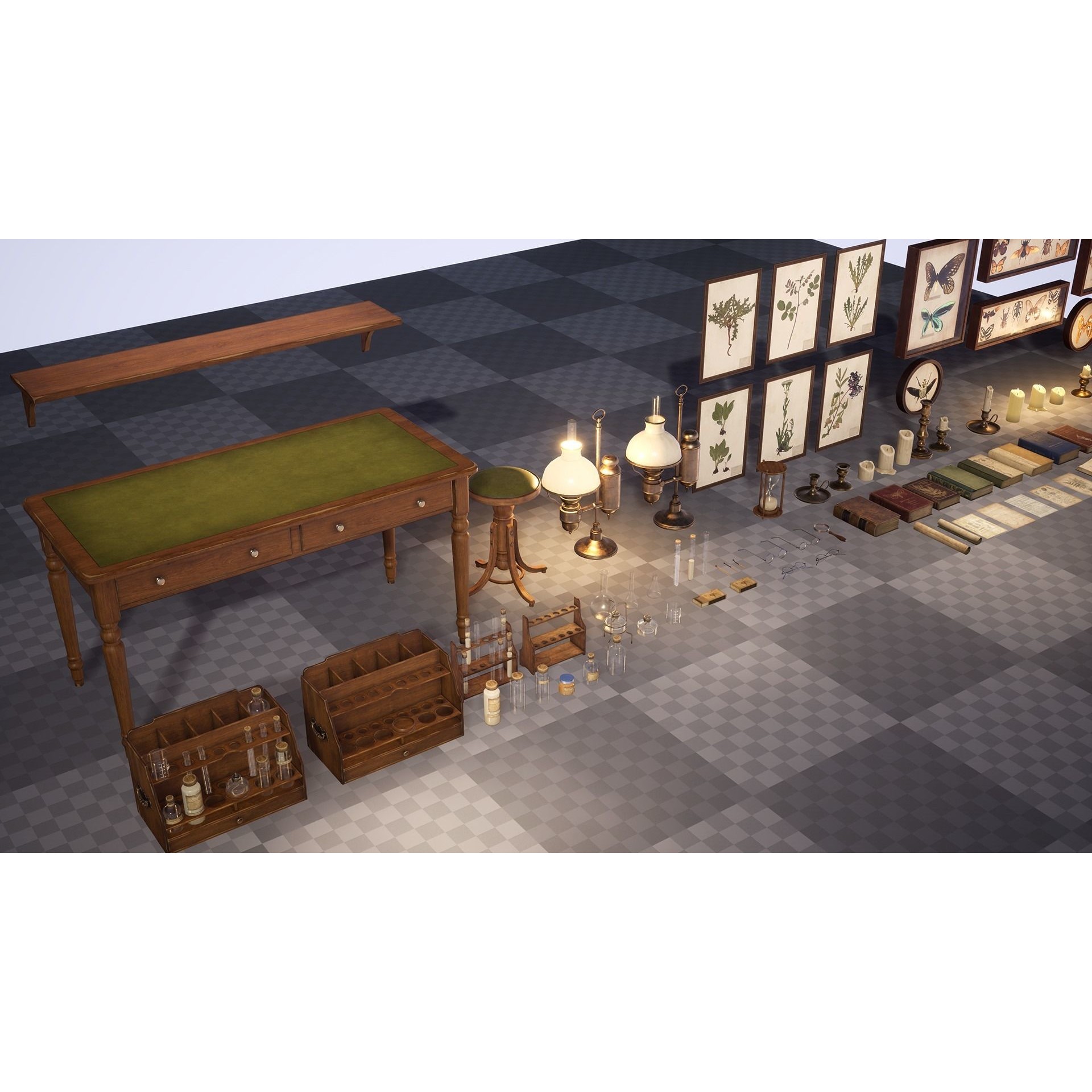 Victorian Laboratory Props Pack - Low-Poly Game-Ready 3D Model - View 16