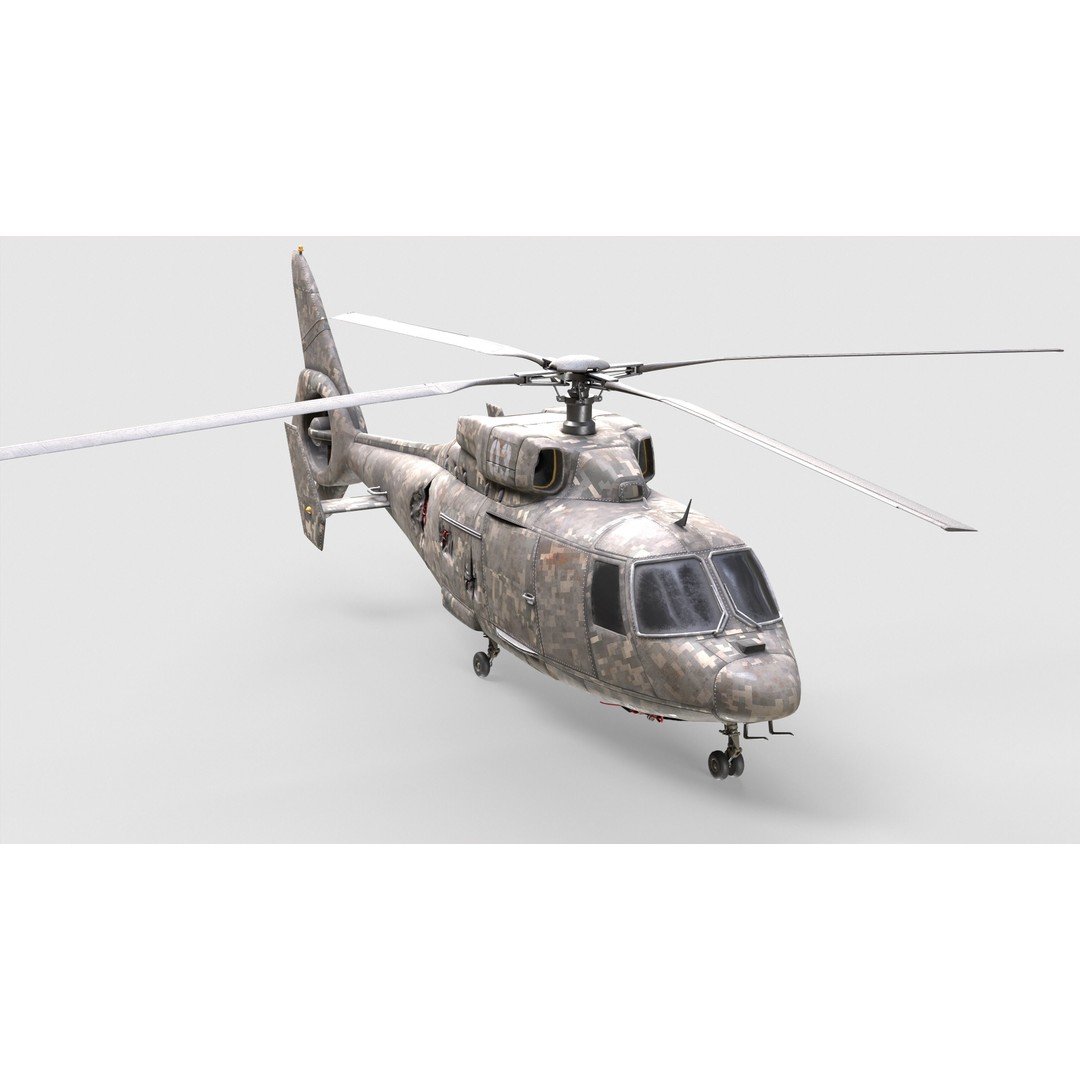 Military Helicopter 3D Model – Low Poly Game Asset, FBX, PBR Textures - View 3