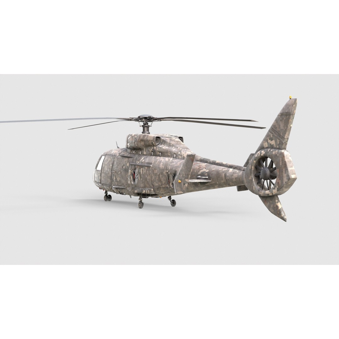 Military Helicopter 3D Model – Low Poly Game Asset, FBX, PBR Textures - View 4