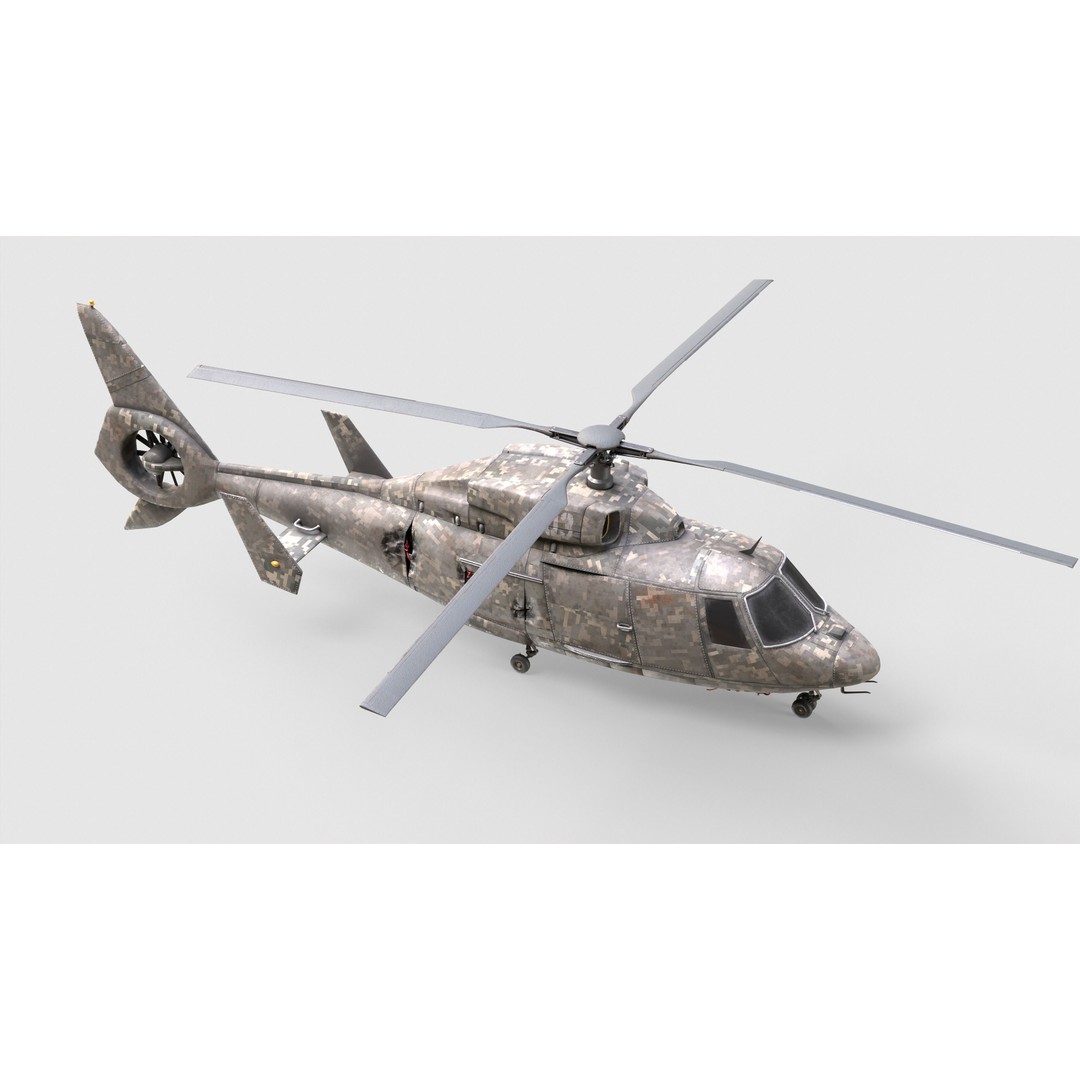 Military Helicopter 3D Model – Low Poly Game Asset, FBX, PBR Textures - View 5