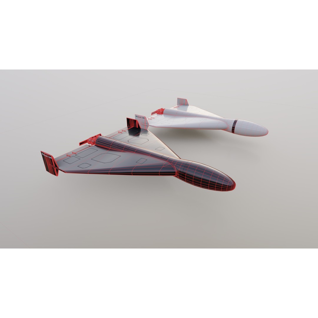 Shahed-136 Drone 3D Model – Low Poly Game Ready Asset, FBX, OBJ - View 11
