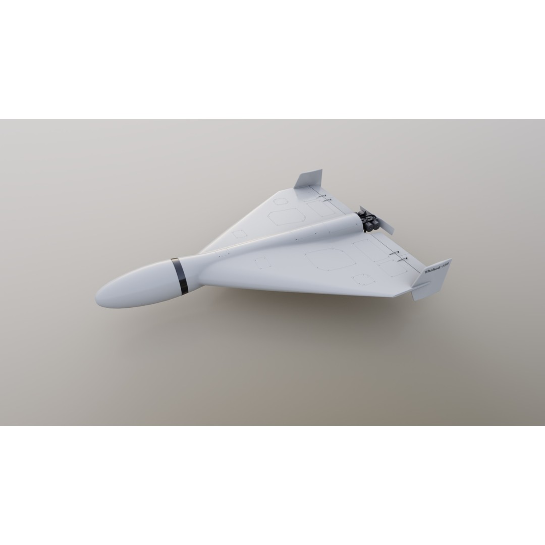 Shahed-136 Drone 3D Model – Low Poly Game Ready Asset, FBX, OBJ - View 14