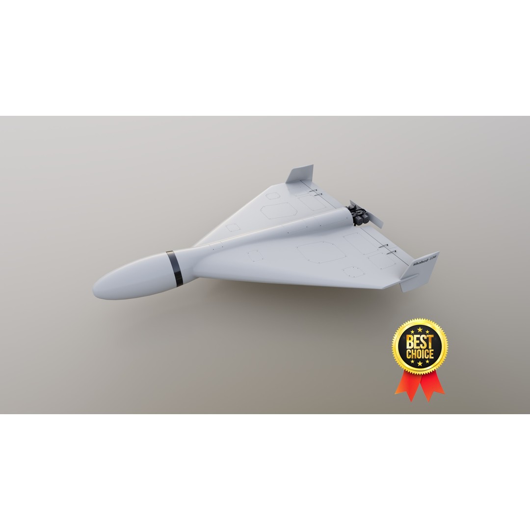Shahed-136 Drone 3D Model – Low Poly Game Ready Asset, FBX, OBJ - View 7