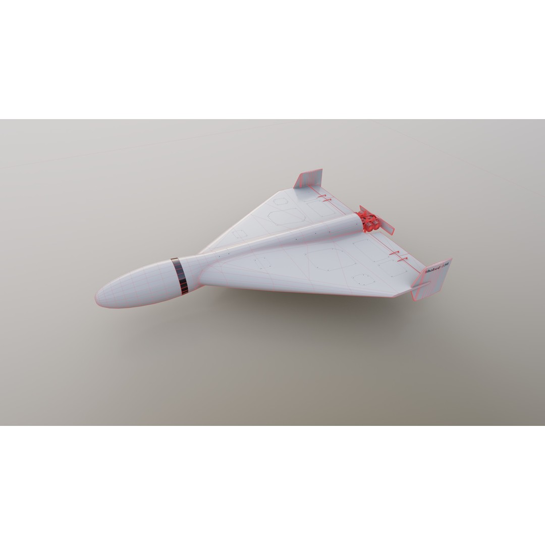 Shahed-136 Drone 3D Model – Low Poly Game Ready Asset, FBX, OBJ - View 8