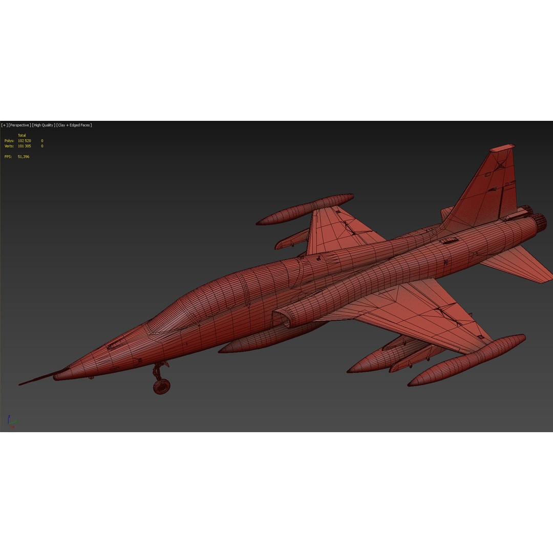 F-5B Freedom Fighter 3D Model – PBR Game-Ready Aircraft, FBX - View 25