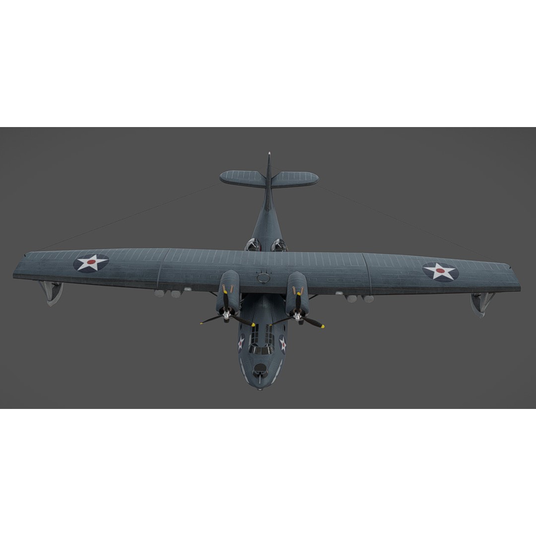 PBY-5 Catalina 3D Model – Low Poly Aircraft with PBR Textures - View 10
