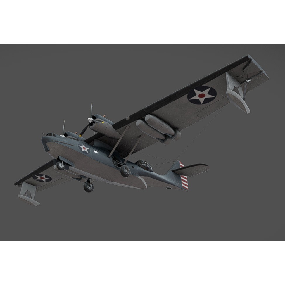 PBY-5 Catalina 3D Model – Low Poly Aircraft with PBR Textures - View 11