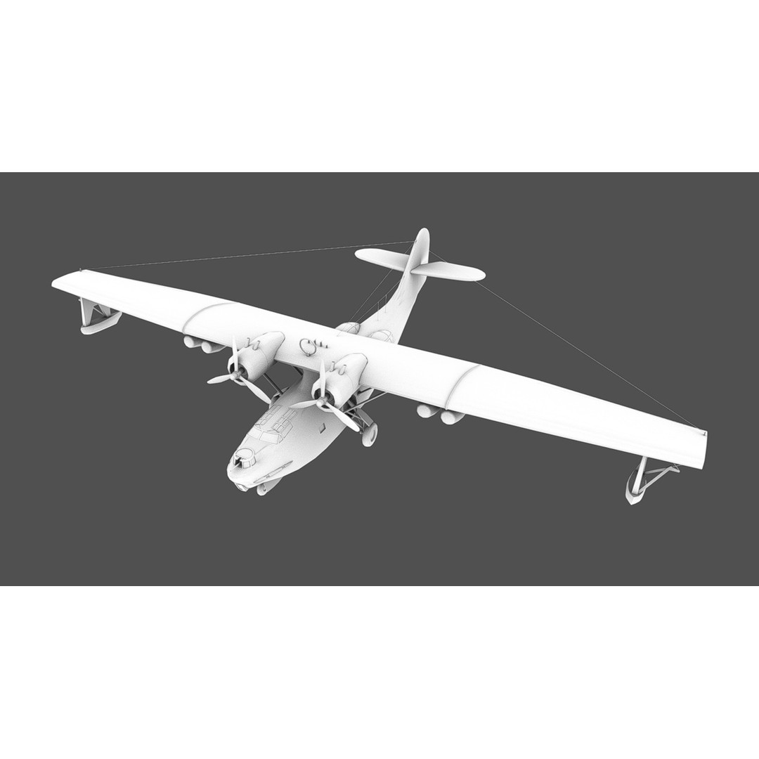 PBY-5 Catalina 3D Model – Low Poly Aircraft with PBR Textures - View 12