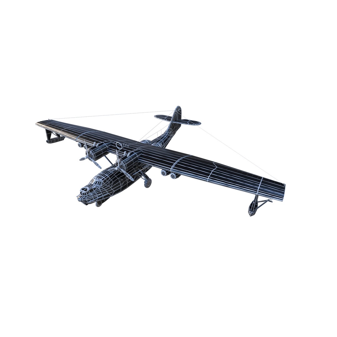 PBY-5 Catalina 3D Model – Low Poly Aircraft with PBR Textures - View 13