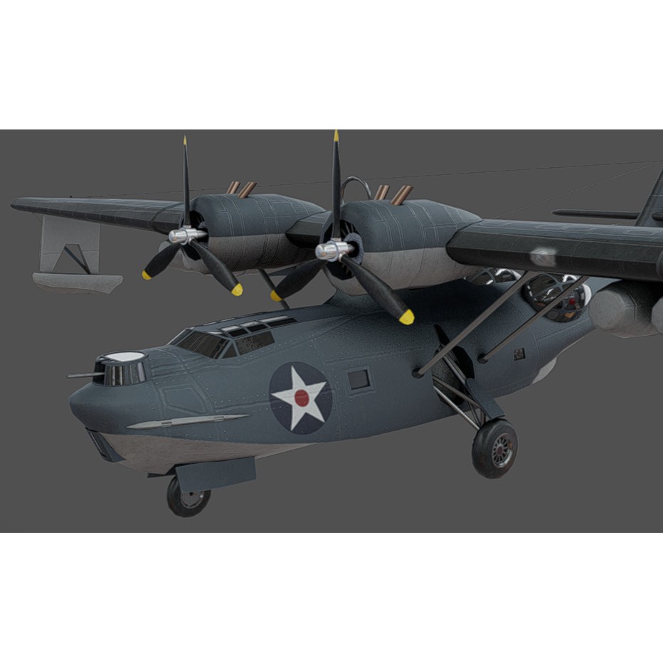 PBY-5 Catalina 3D Model – Low Poly Aircraft with PBR Textures - View 14