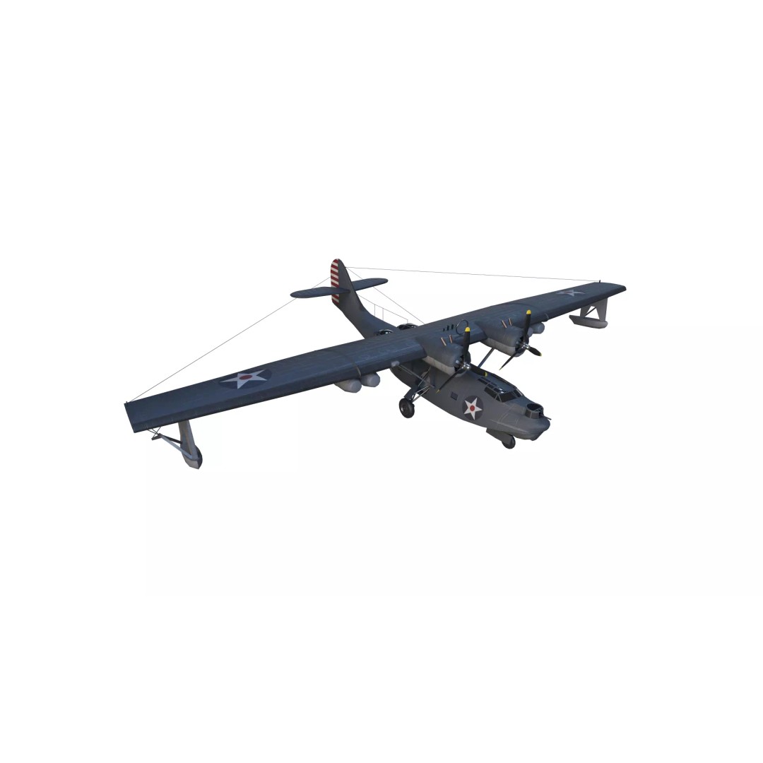 PBY-5 Catalina 3D Model – Low Poly Aircraft with PBR Textures - View 2
