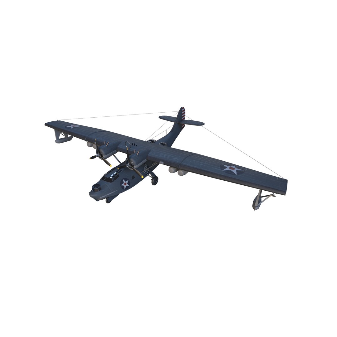 PBY-5 Catalina 3D Model – Low Poly Aircraft with PBR Textures - View 3