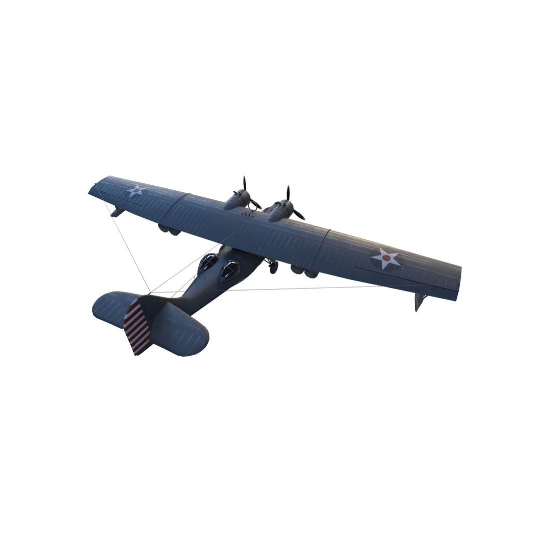 PBY-5 Catalina 3D Model – Low Poly Aircraft with PBR Textures - View 6