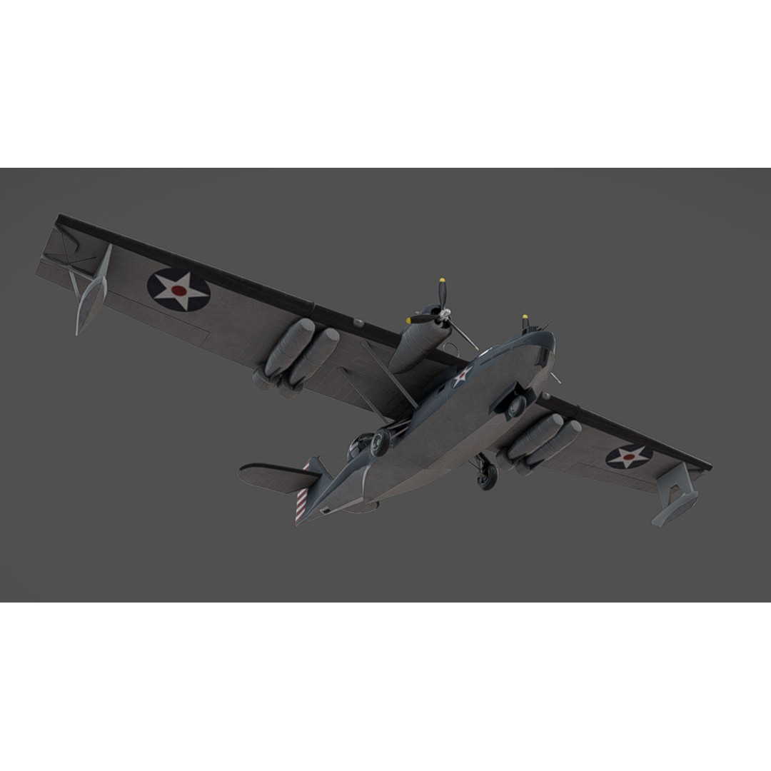 PBY-5 Catalina 3D Model – Low Poly Aircraft with PBR Textures - View 7