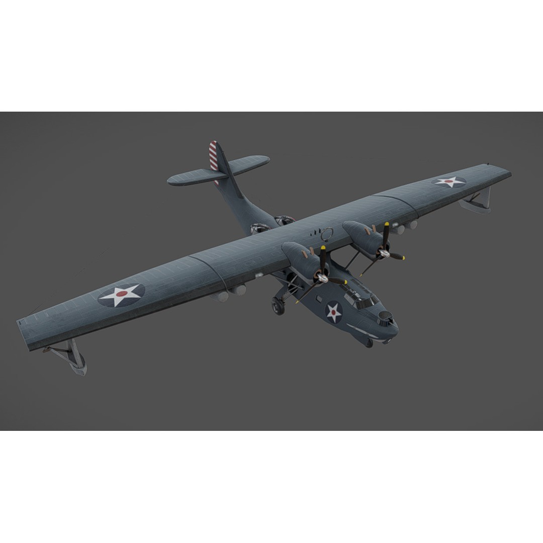 PBY-5 Catalina 3D Model – Low Poly Aircraft with PBR Textures - View 8