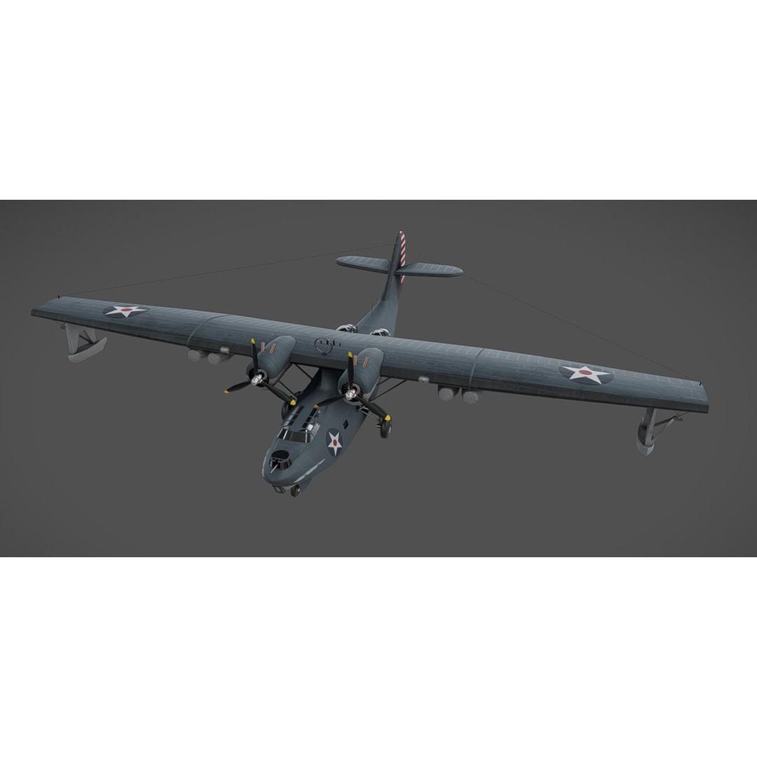 PBY-5 Catalina 3D Model – Low Poly Aircraft with PBR Textures - View 9