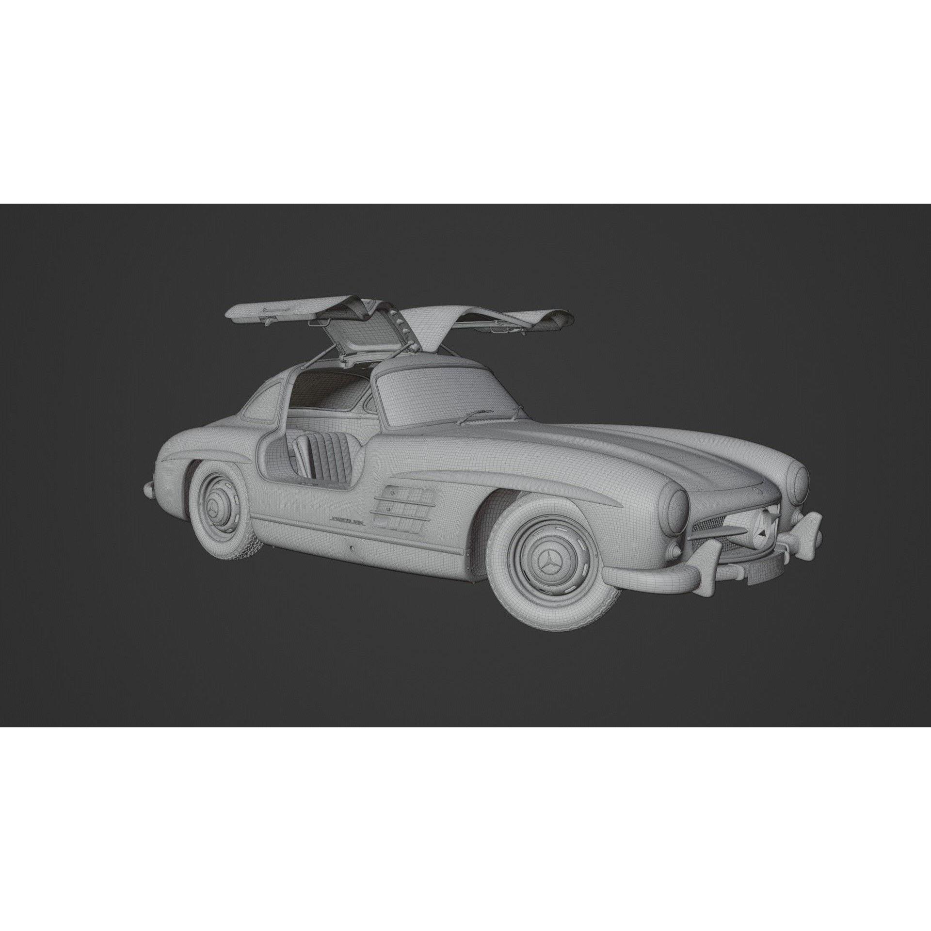 1954 Mercedes 300SL - High-Poly Game-Ready 3D Model - View 11