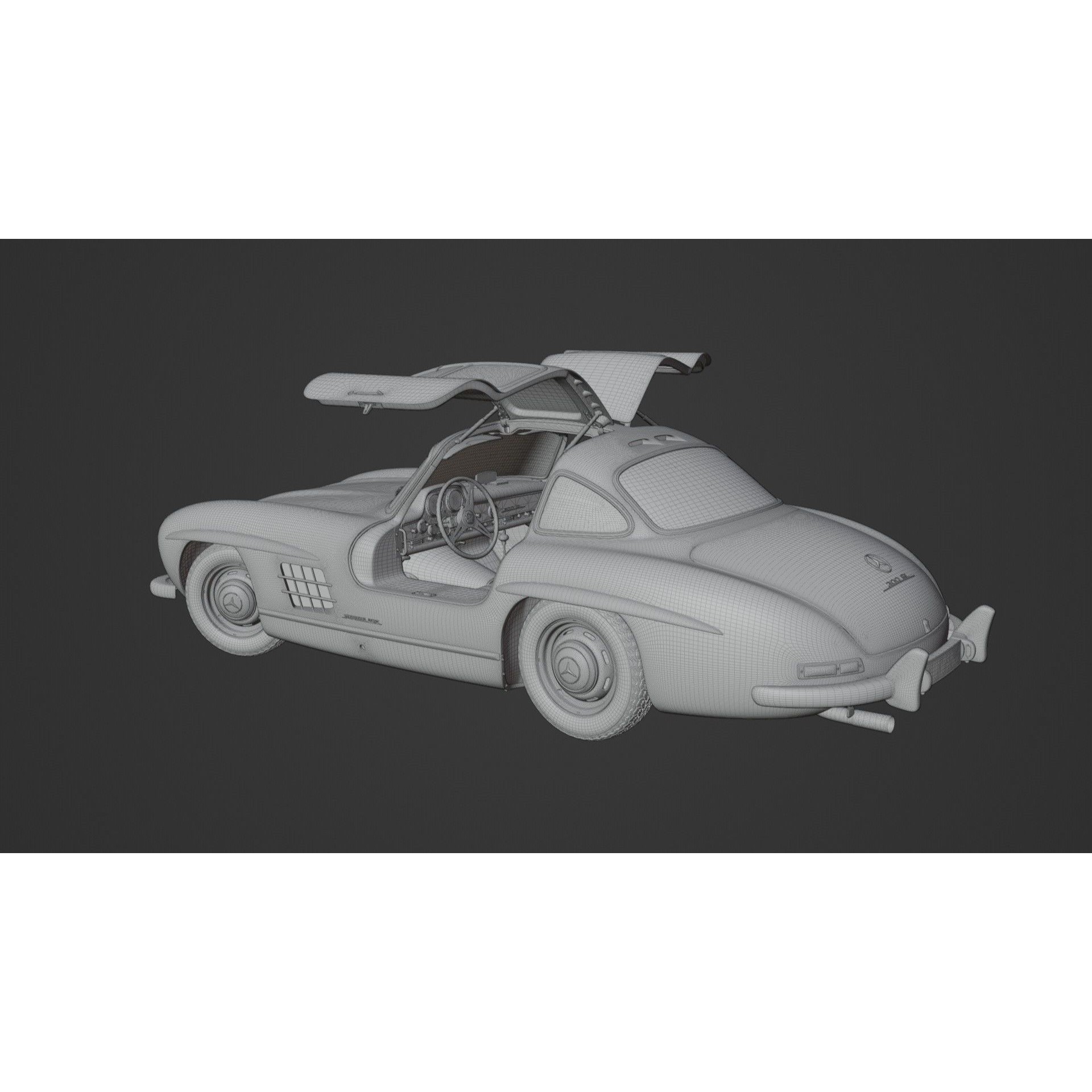 1954 Mercedes 300SL - High-Poly Game-Ready 3D Model - View 12