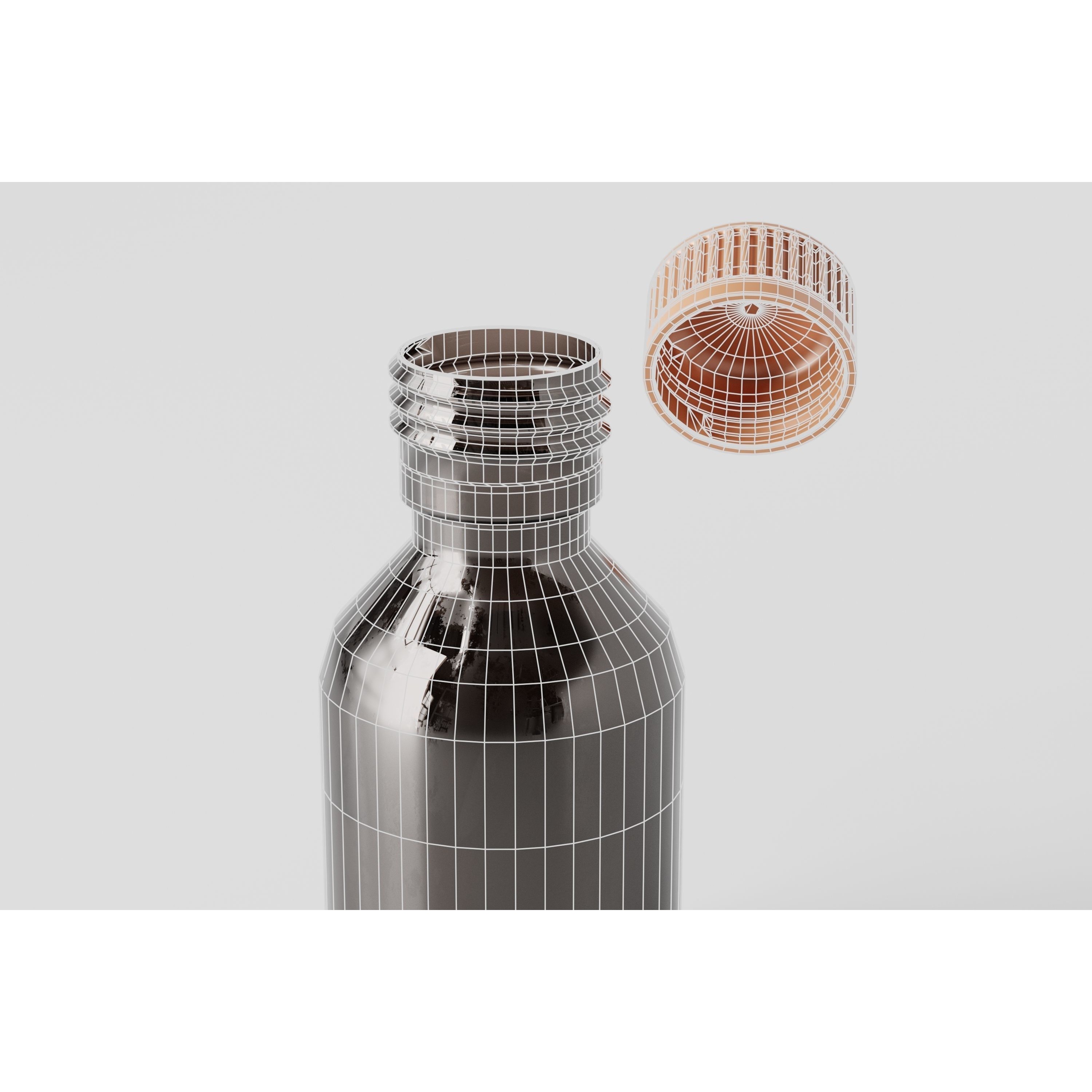 Brown Glass Bottle - Low-Poly Game-Ready 3D Model