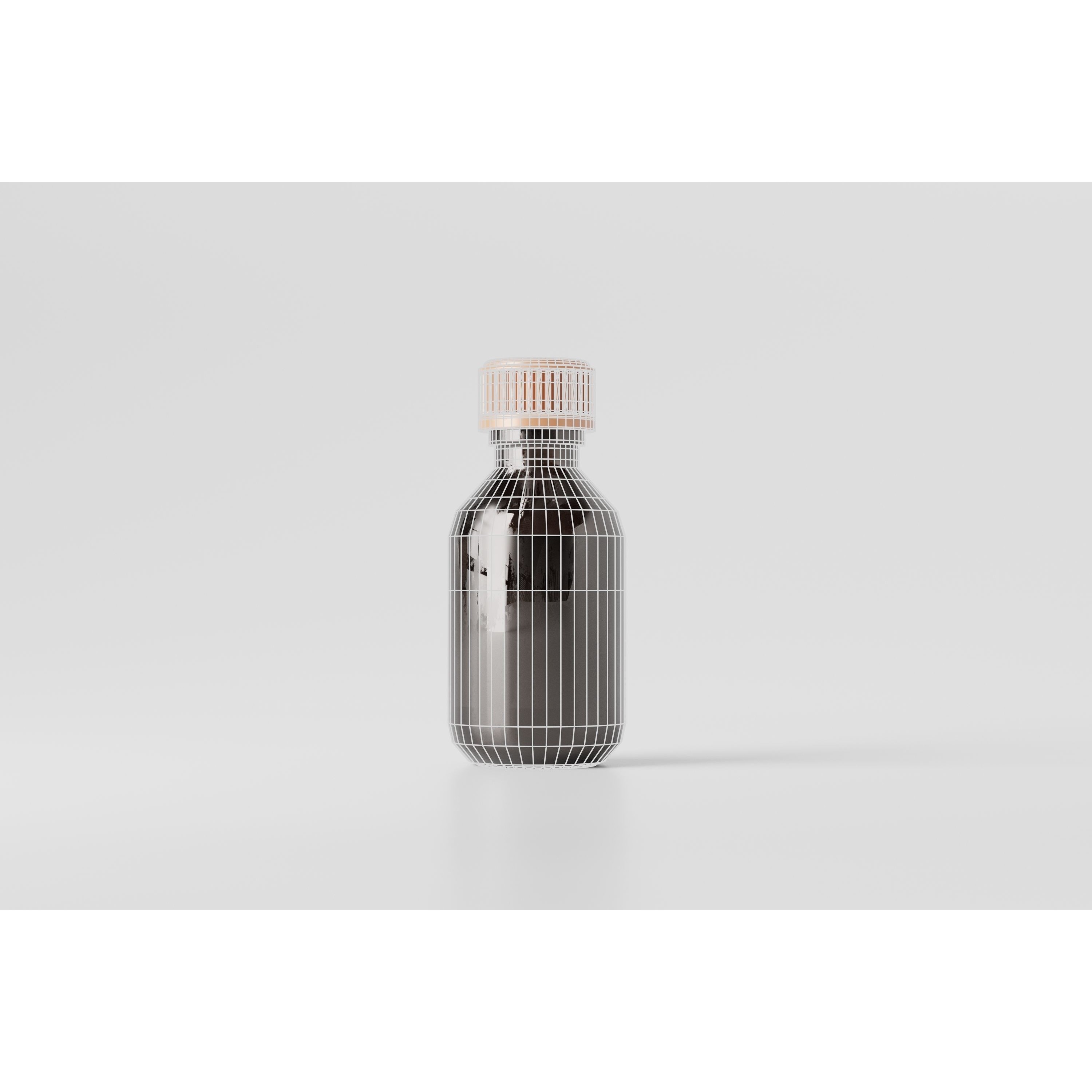 Brown Glass Bottle - Low-Poly Game-Ready 3D Model - View 11