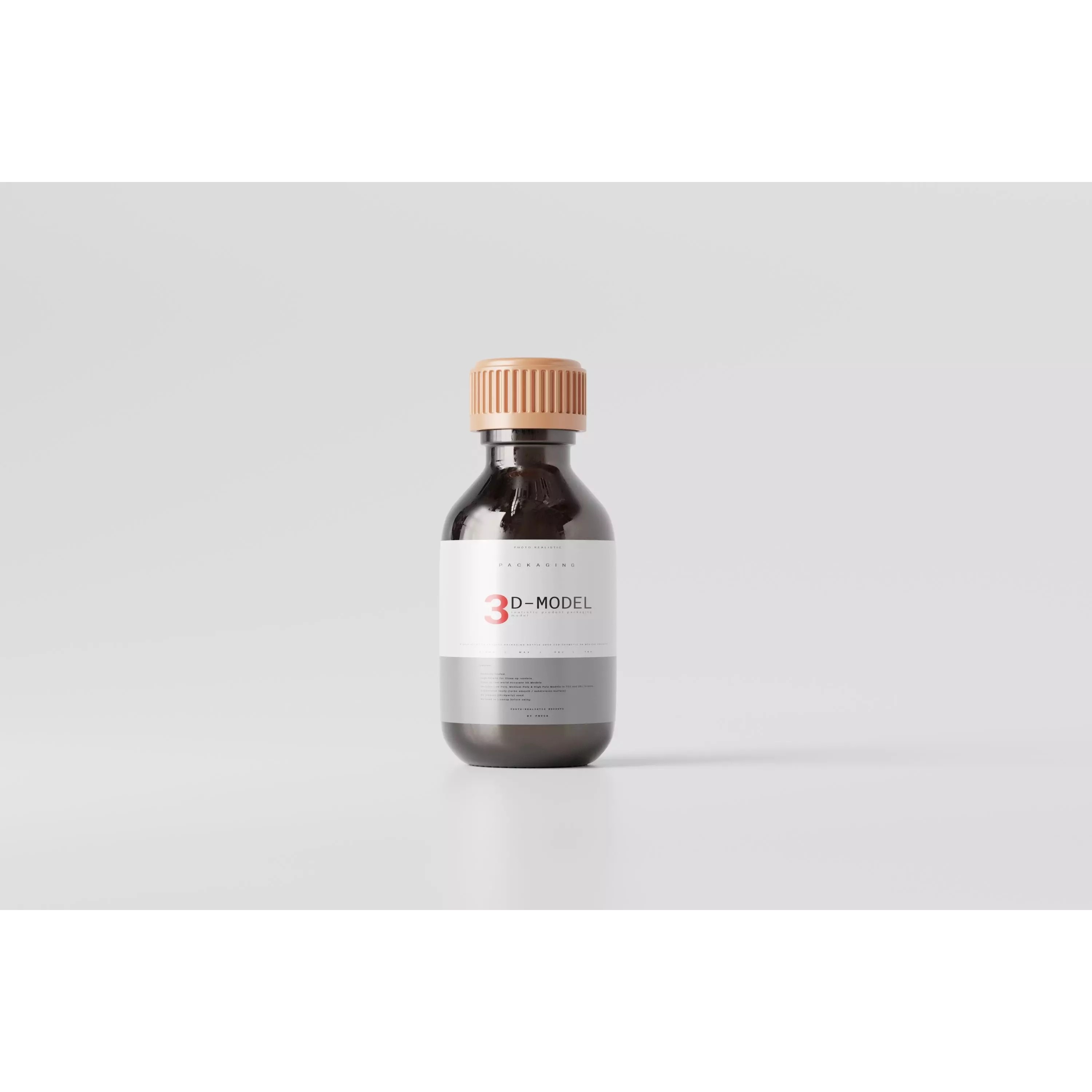 Brown Glass Bottle - Low-Poly Game-Ready 3D Model - View 2