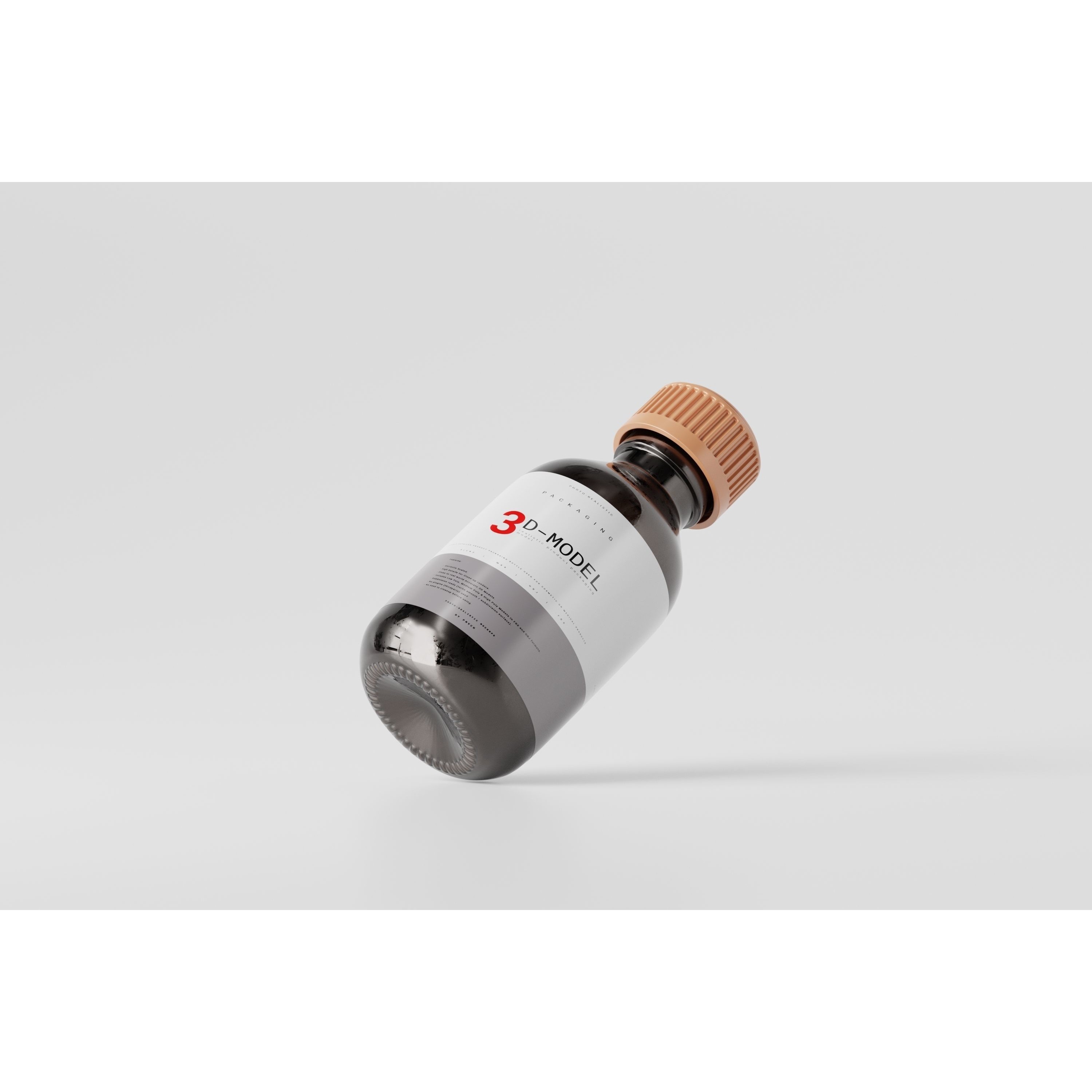 Brown Glass Bottle - Low-Poly Game-Ready 3D Model - View 4