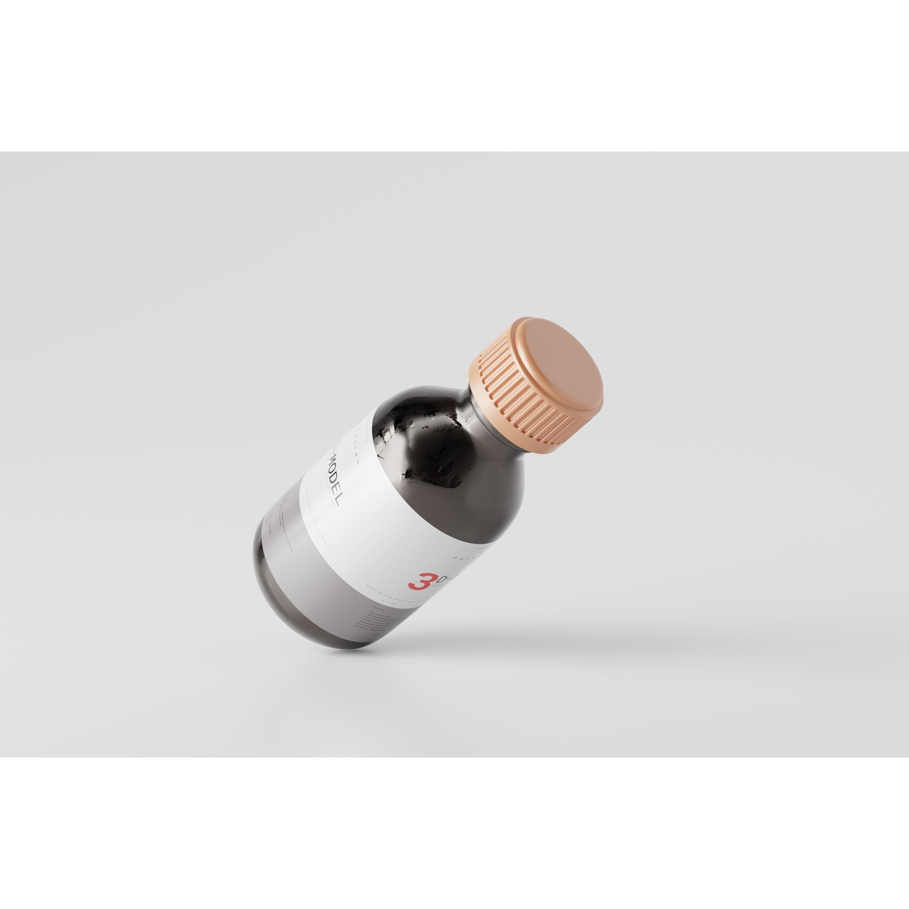 Brown Glass Bottle - Low-Poly Game-Ready 3D Model - View 5