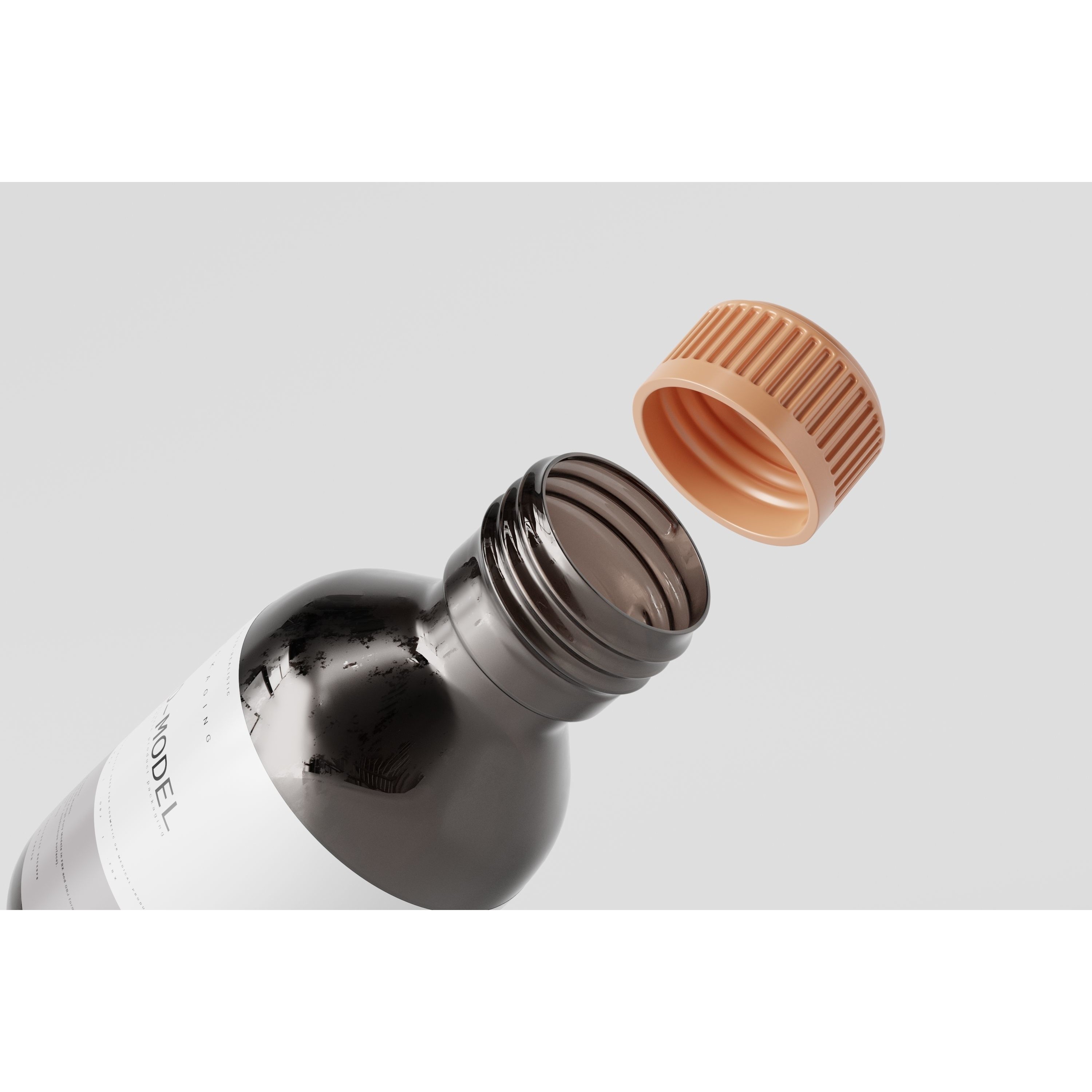 Brown Glass Bottle - Low-Poly Game-Ready 3D Model - View 6