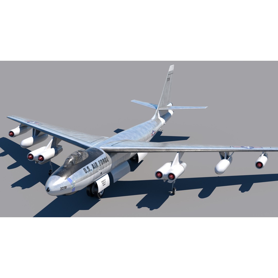 B-47E Stratojet 3D Model – High Poly Military Aircraft, FBX - View 3