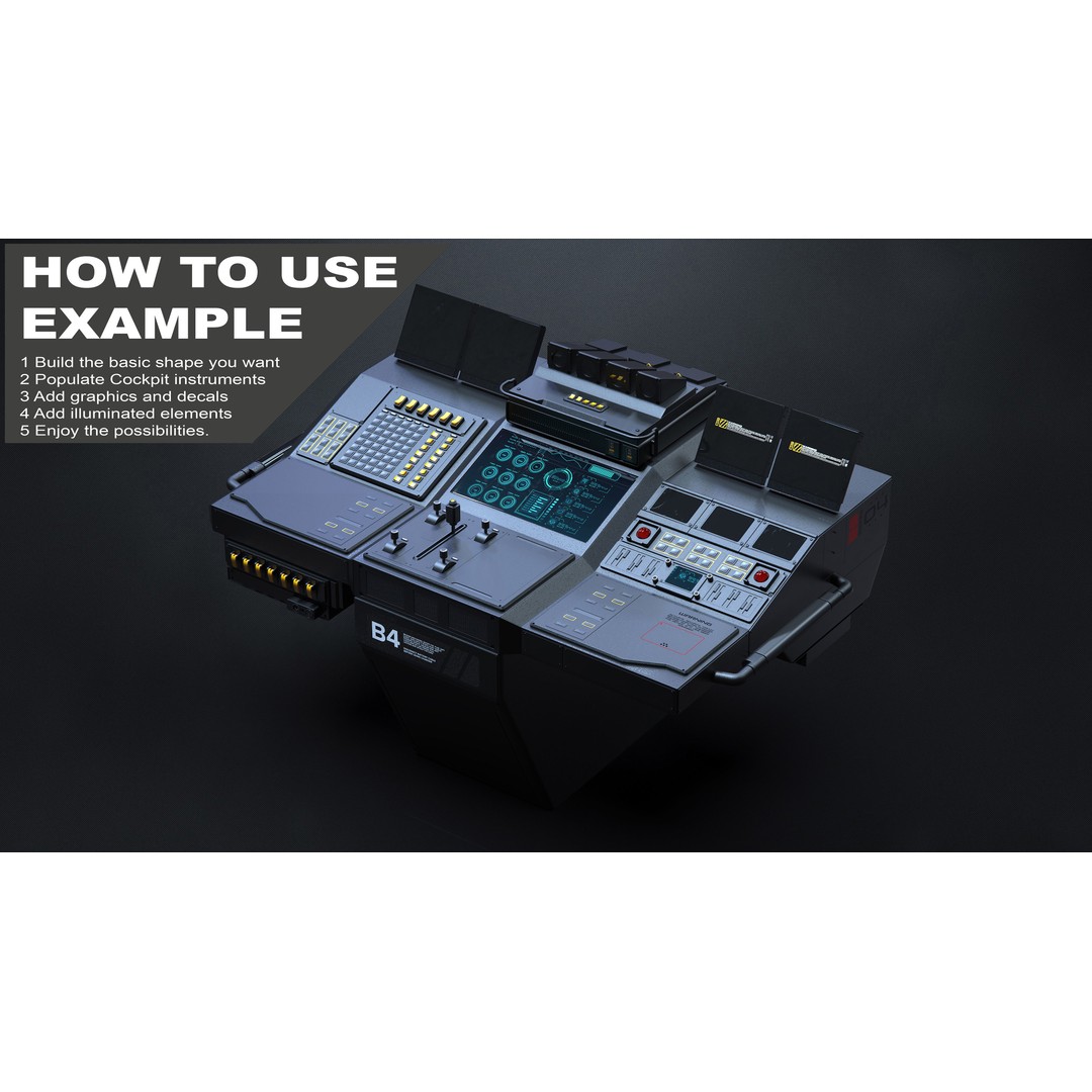 Sci-Fi Cockpit Instruments 3D Model – Hard Surface Geometry, FBX, Blender - View 30