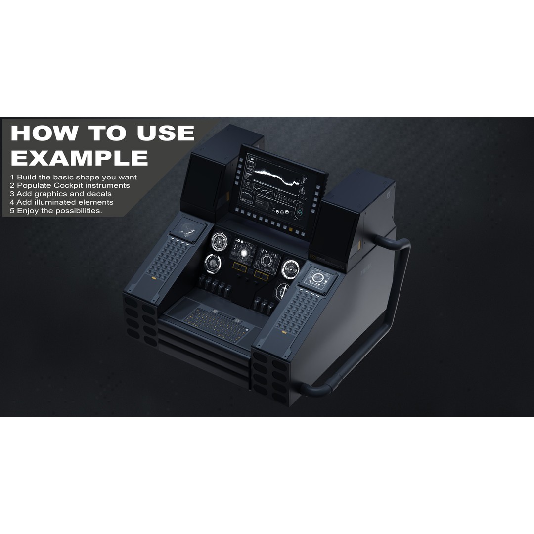 Sci-Fi Cockpit Instruments 3D Model – Hard Surface Geometry, FBX, Blender - View 9